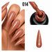 Platinum Gel Polish 014 soft peach textured glitter finish shown on stiletto nails, brush and nail swatch, Nail Success Australia
