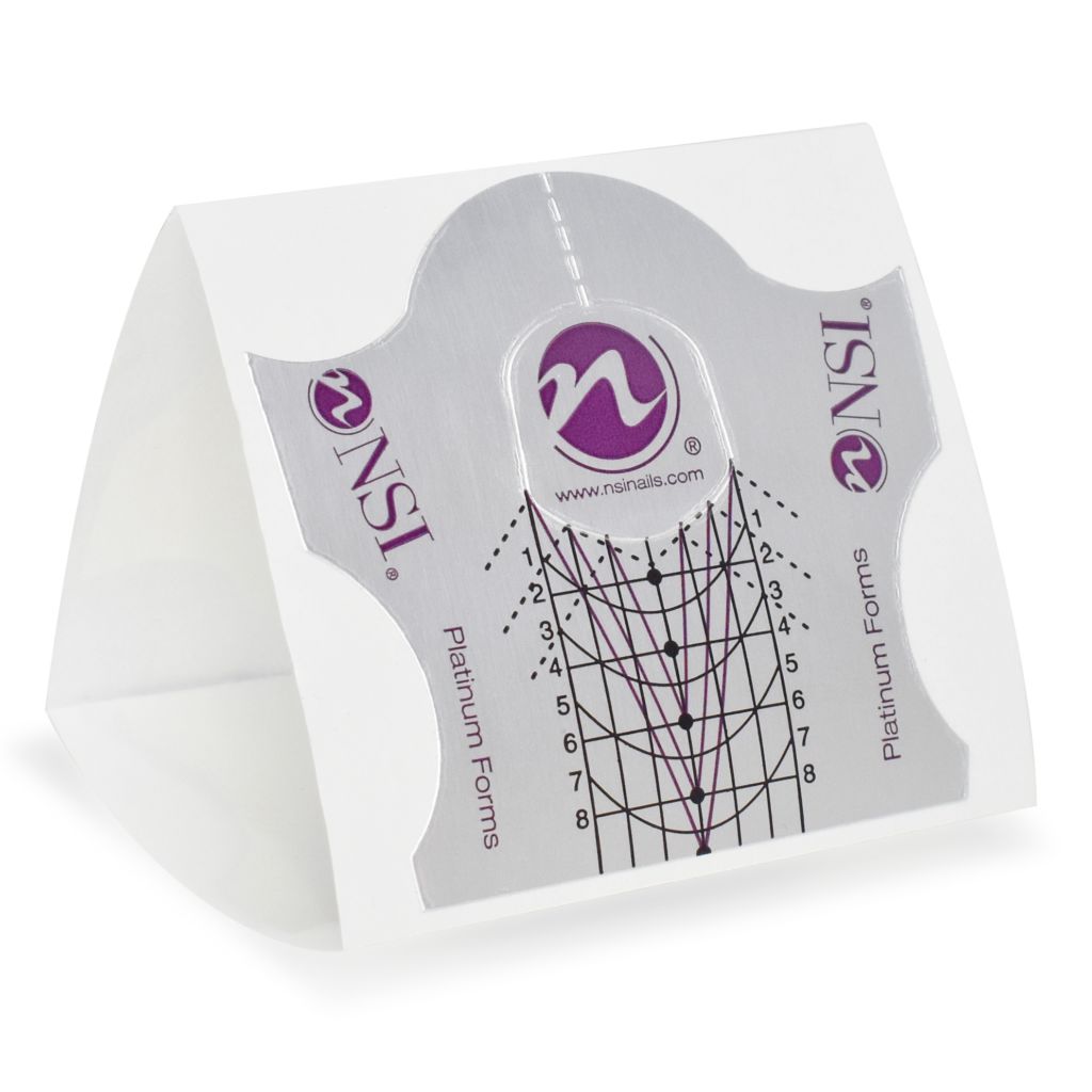 NSI Platinum Nail Forms—adhesive sculpting forms with silver grid and length guides for gel or acrylic extensions