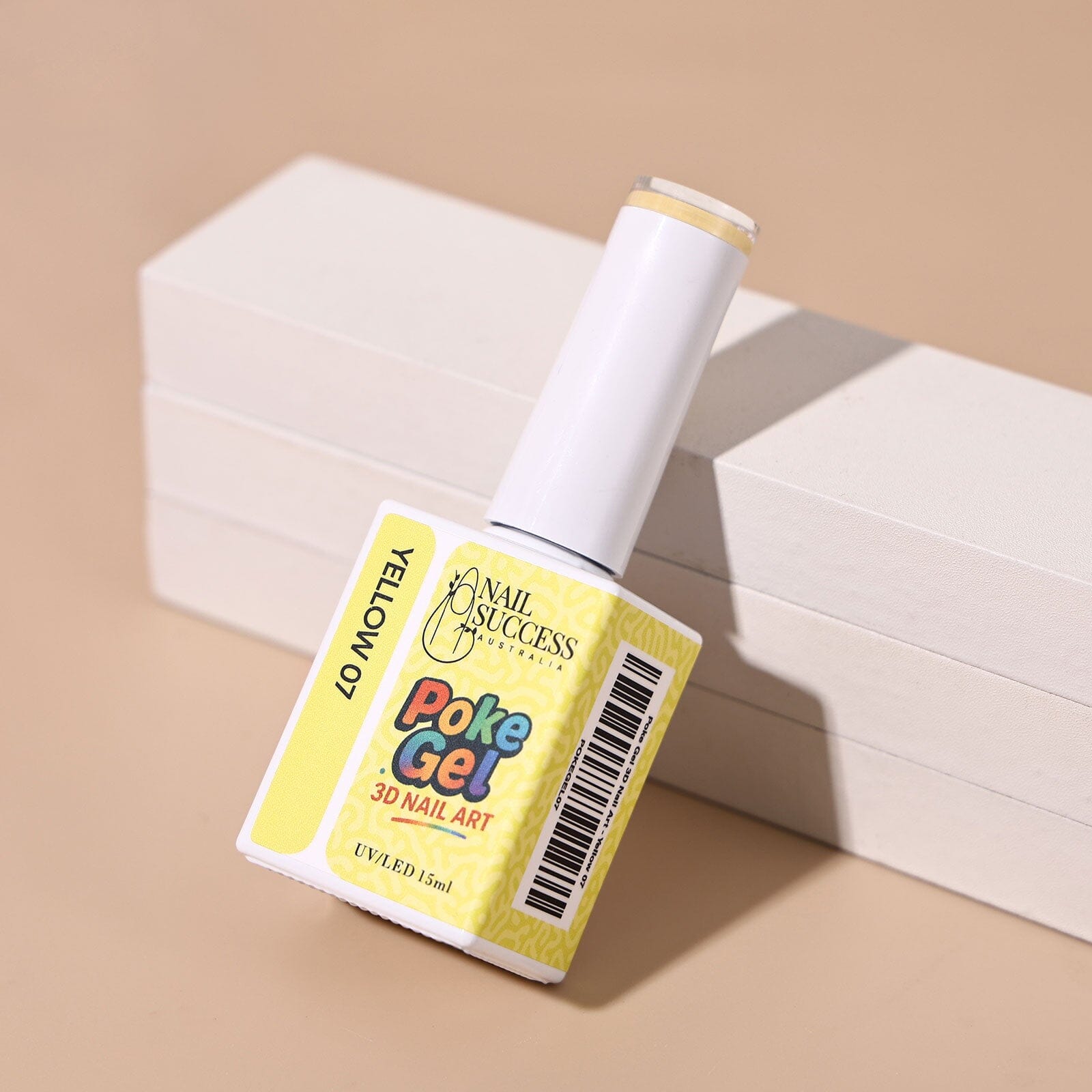 LED gel, 15ml bottle on beige background