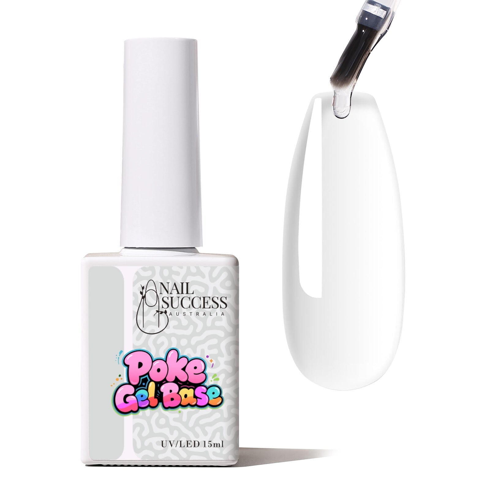 LED 3D nail art base gel with bottle, swatch and applicator drop — NSI Australia