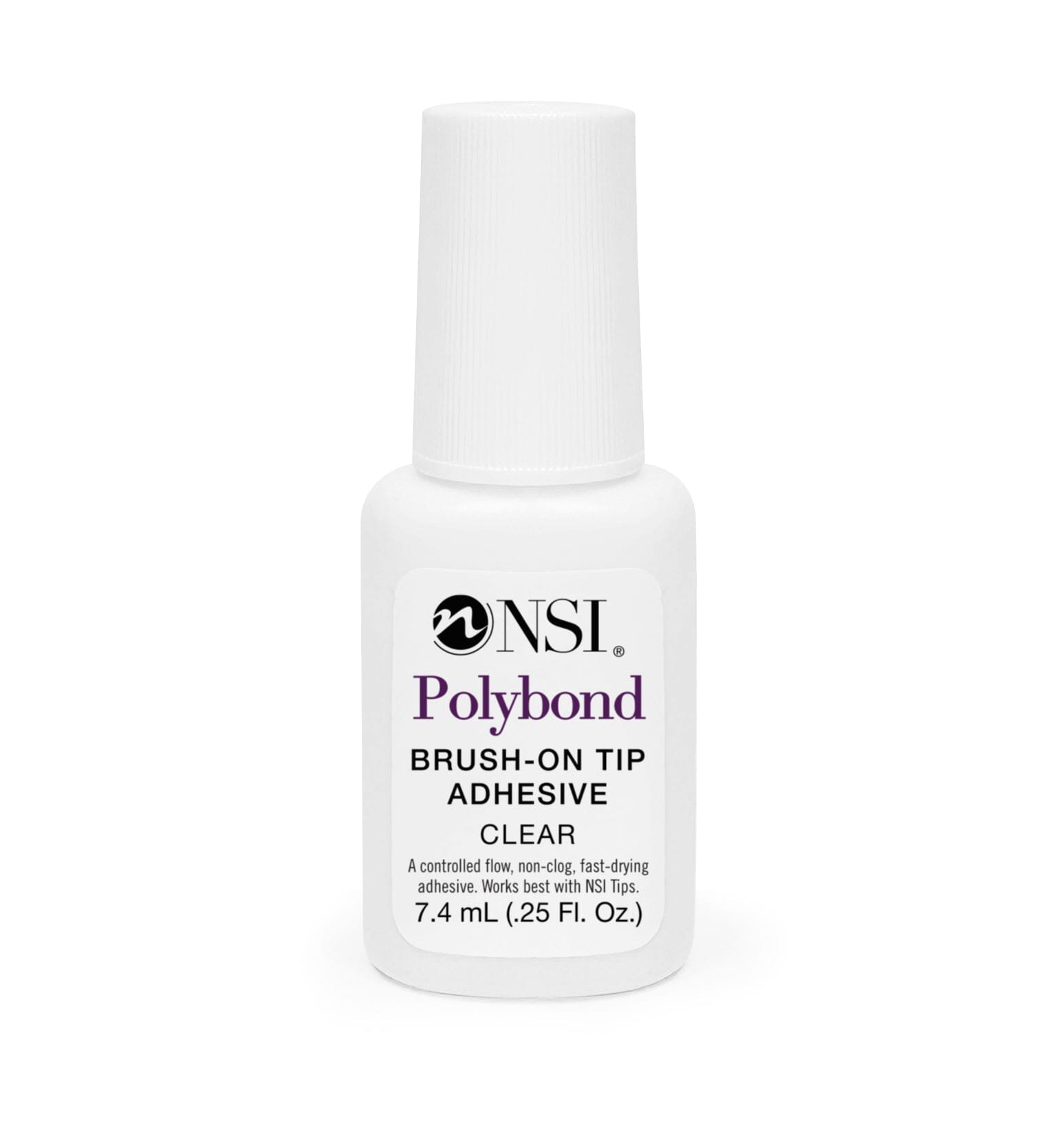 Polybond clear brush-on nail tip adhesive by NSI, 7.4 mL (.25 fl oz)