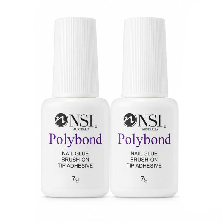 NSI Australia Polybond duo pack brush-on nail glue tip adhesive bottles, 2 x 7g
