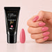 LED nail extension gel shown with glossy pink almond nails