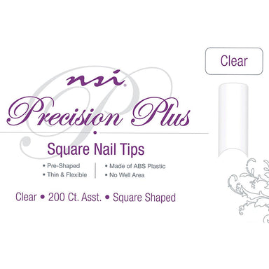 PRECISION PLUS Square Clear Nail Tips Tray 200ct