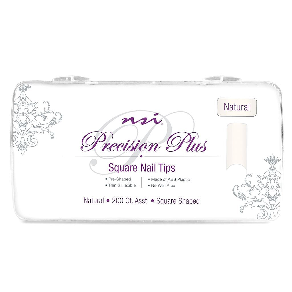 PRECISION PLUS Square Natural Nail Tips Tray 200ct
