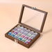Nail Success Australia 24-colour mirror chrome nail powder set in open wooden display box (24 jars)