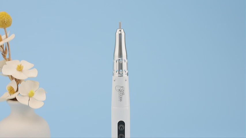 Nail Success Australia white professional e-file pen nail drill with silver handpiece and digital speed display for manicure nail prep