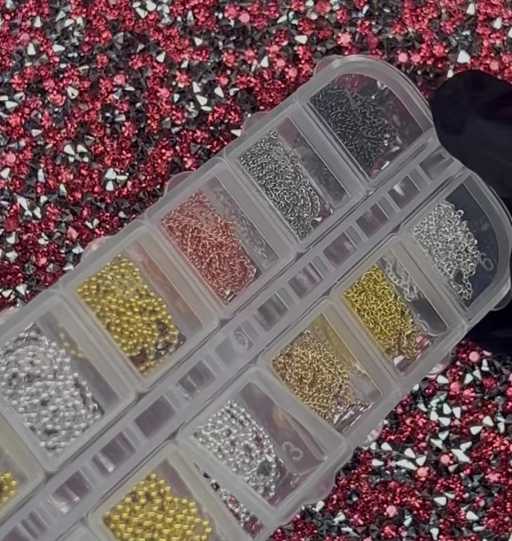 Gold and silver caviar bead nail art set 