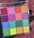Solid gradient nail art powder set with 16 bright colours in clear palette, NSI Australia