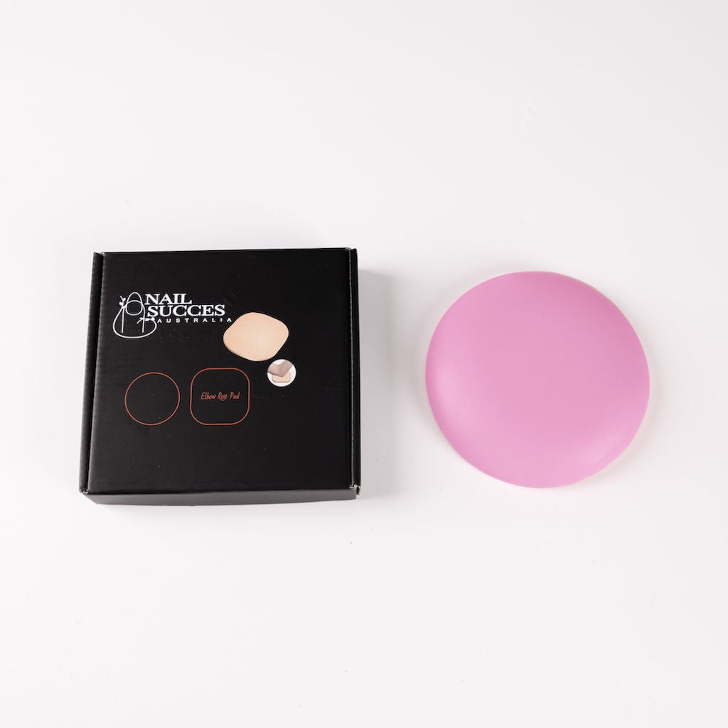 NSI Australia Pro Elbow Pad Pillow Rest – pink round manicure arm support cushion with retail box, ergonomic salon elbow rest for nail techs