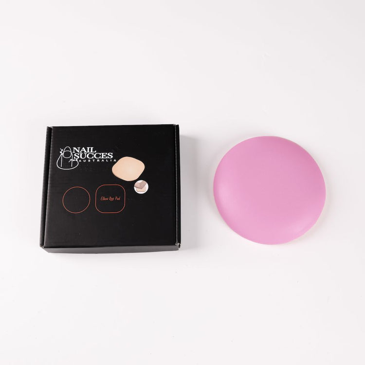 NSI Australia Pro Elbow Pad Pillow Rest – pink round manicure arm support cushion with retail box, ergonomic salon elbow rest for nail techs