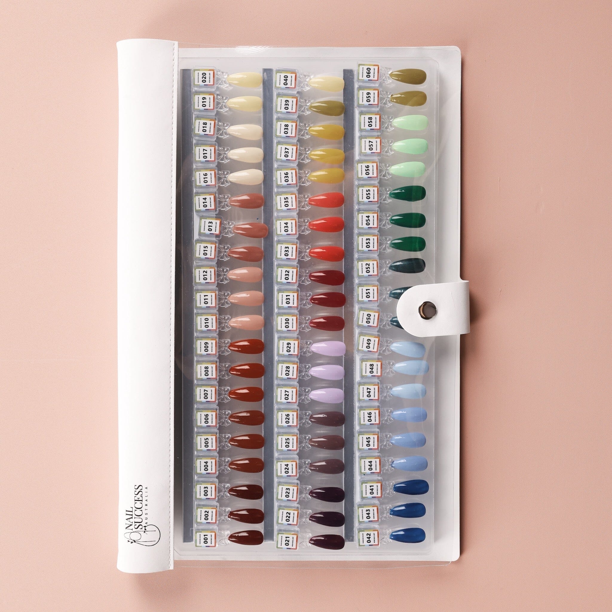 NSI Australia Pro Magnetic Swatch Colour Display Book – 180 colour gel polish swatch book with numbered magnetic nail tip samples in white case