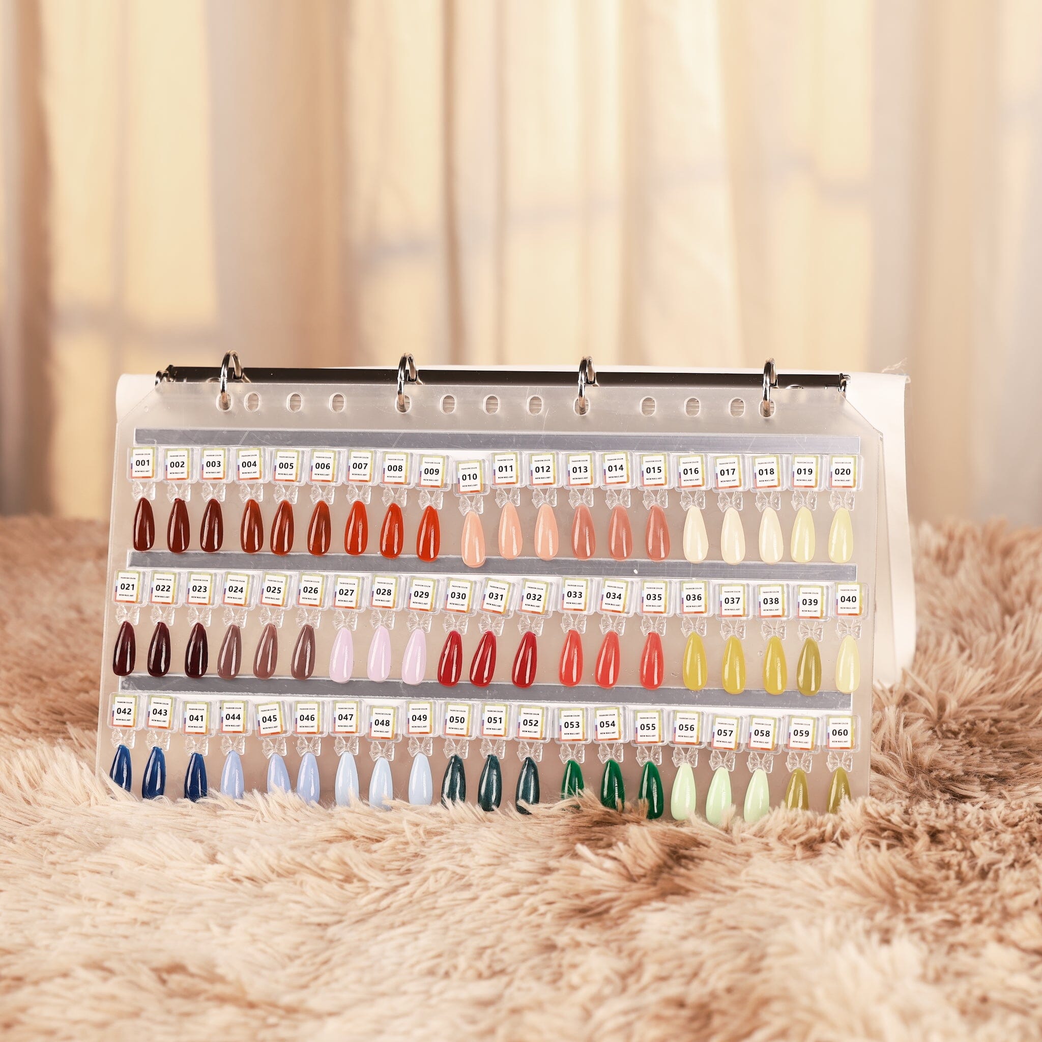 NSI Australia Pro Magnetic Swatch Colour Display Book — ring-binder page standing open with numbered gel polish nail tip samples