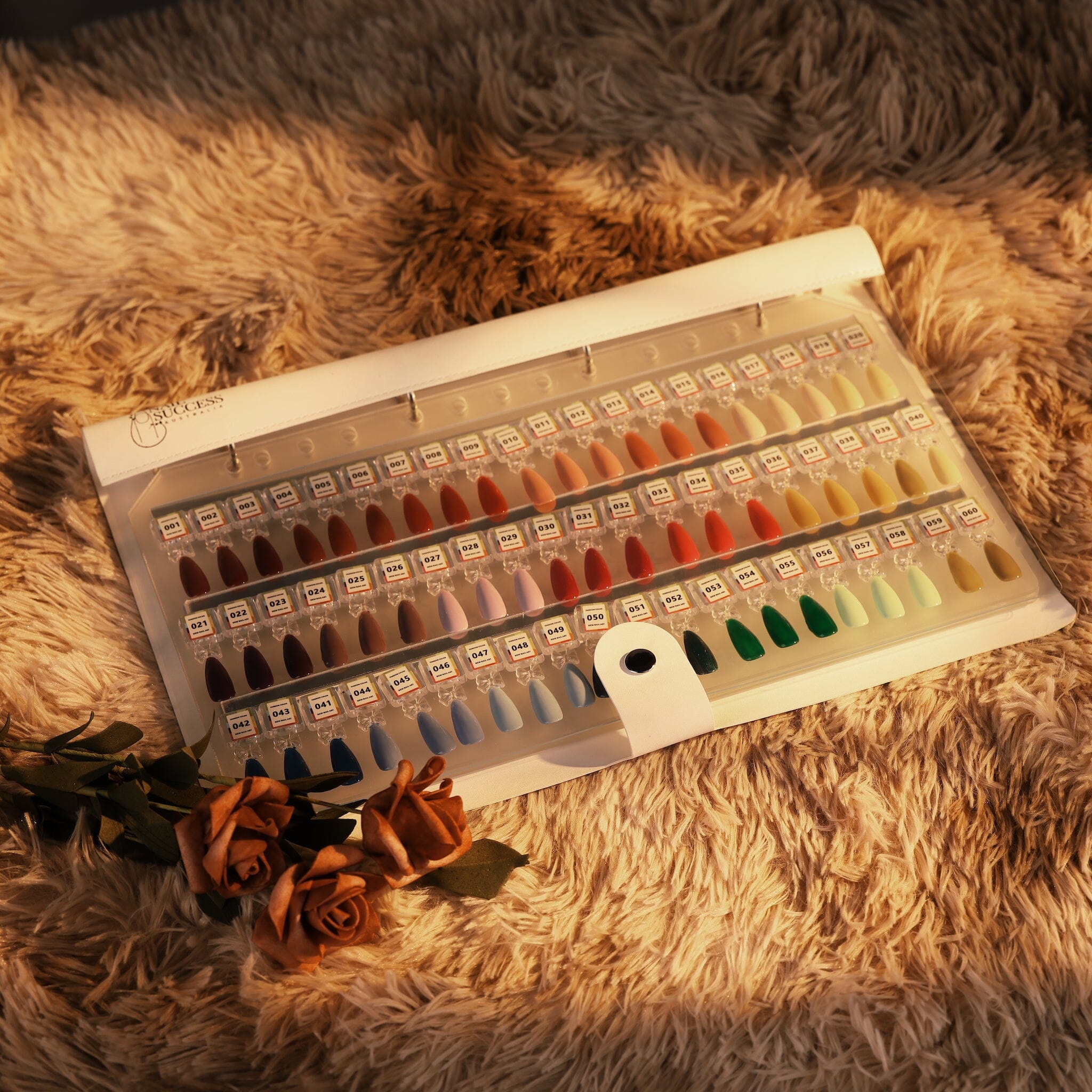 NSI Australia Pro Magnetic Swatch Colour Display Book — open gel polish colour chart with numbered nail tip samples