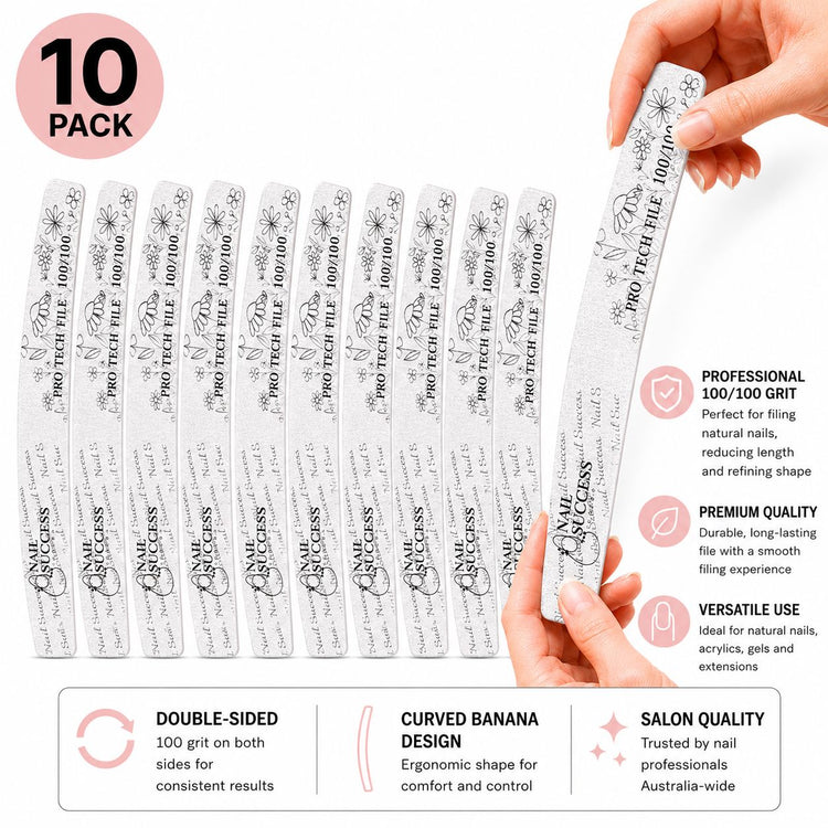 100 grit curved nail files for shaping acrylic, gel and natural nails