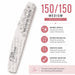 150 medium grit for refining acrylic, builder gel and nail enhancements in professional salon manicures