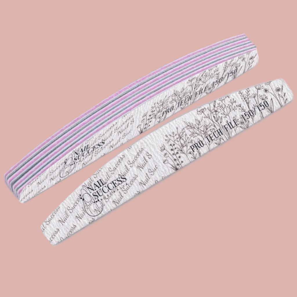 150 medium grit—curved buffer emery boards, floral print, 5-pack