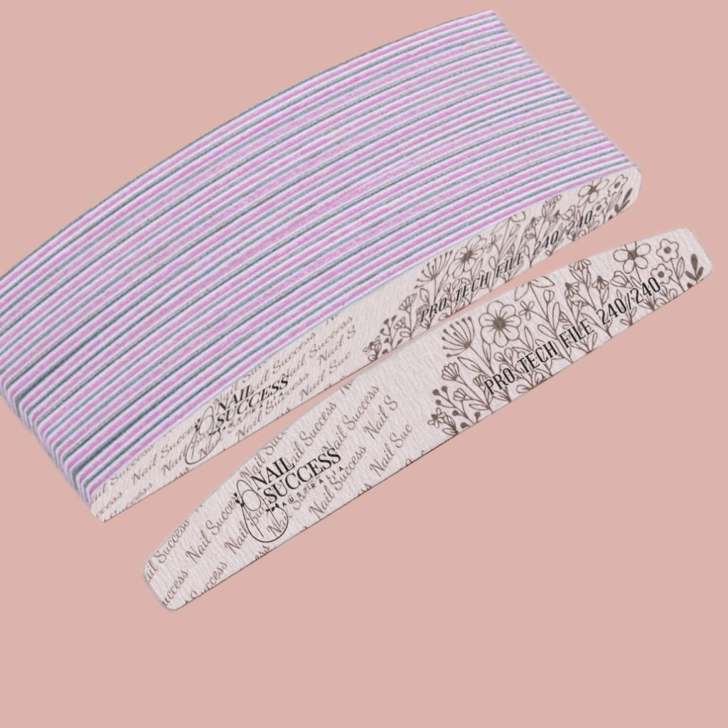 240 extra fine nail files (20 pack) – pink curved emery boards for shaping natural nails and gel