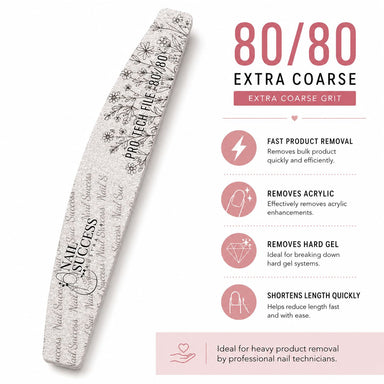 80 extra-coarse nail file for fast acrylic and hard gel removal, shaping and shortening enhancements