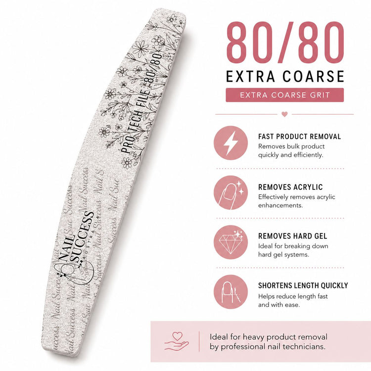 80 extra-coarse nail file for fast acrylic and hard gel removal, shaping and shortening enhancements