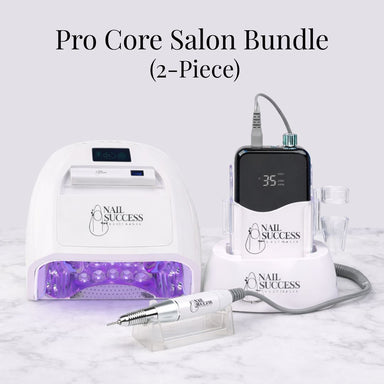 Pro Core Salon Bundle 2-piece white professional nail salon kit with UV LED lamp and electric nail drill