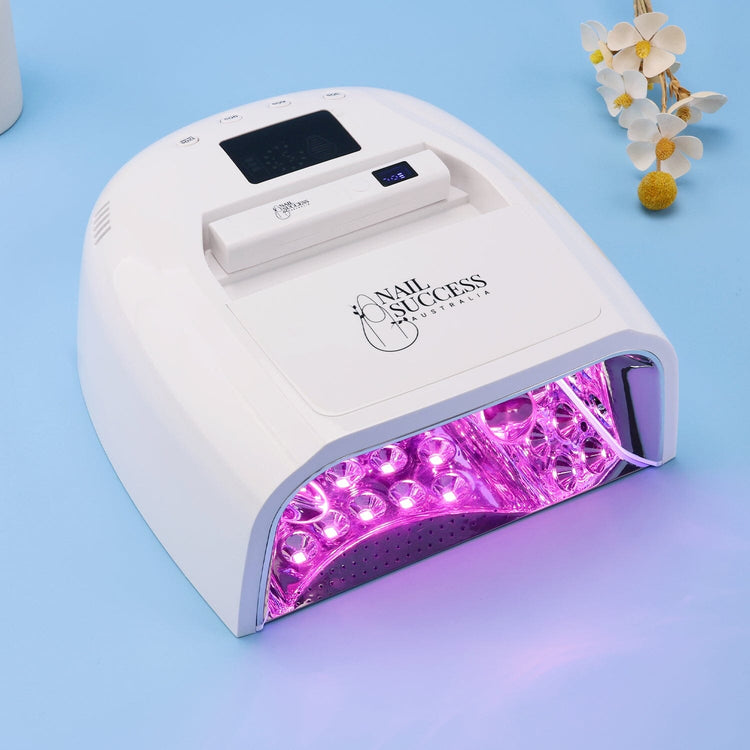 UV nail lamp with flash torch, white gel nail dryer with pink curing lights