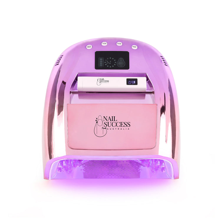 128W with built-in flash cure torch for gel nails.