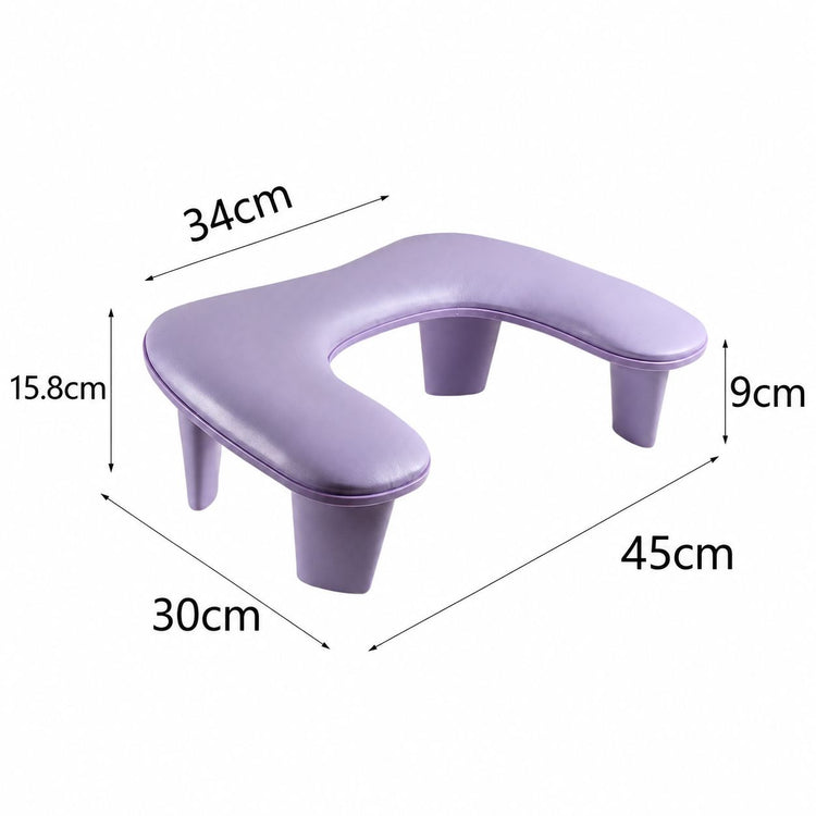 Purple Pro Relax hand and arm rest pillow size diagram, 45cm wide x 30cm deep and 15.8cm high