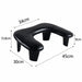 Black Pro Relax hand and arm rest pillow size diagram, 45cm wide x 30cm deep and 15.8cm high