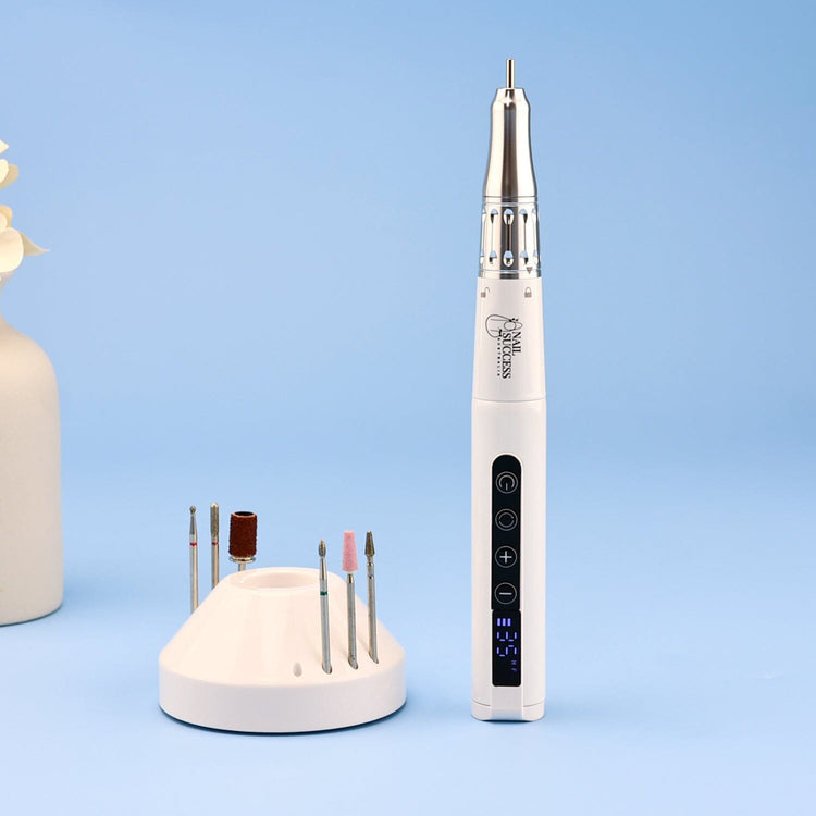 Nail Success Australia professional e-file pen nail drill with digital display, drill bit holder and manicure bits for nail prep