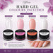Hard gel nail colours in Crystal Clear, Cover Pink, Cover Peach and Cover White – Nail Success Australia