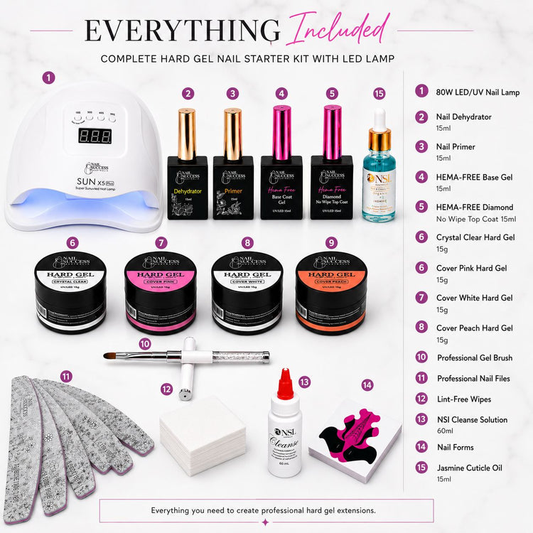 UV lamp, four gel colours, prep products and accessories
