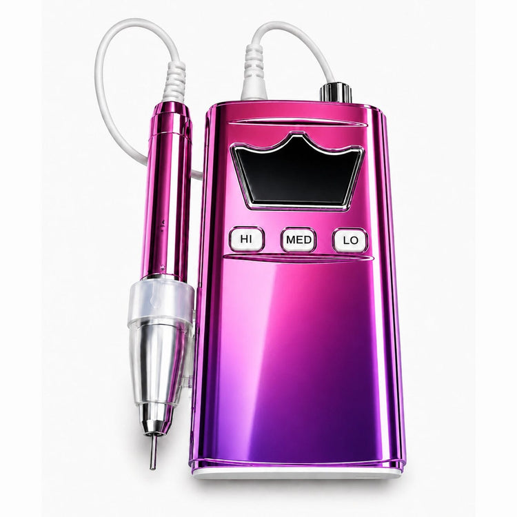 Professional pink ultra smart electric nail drill e-file machine with handpiece and speed controls for salon manicure and pedicure nail services
