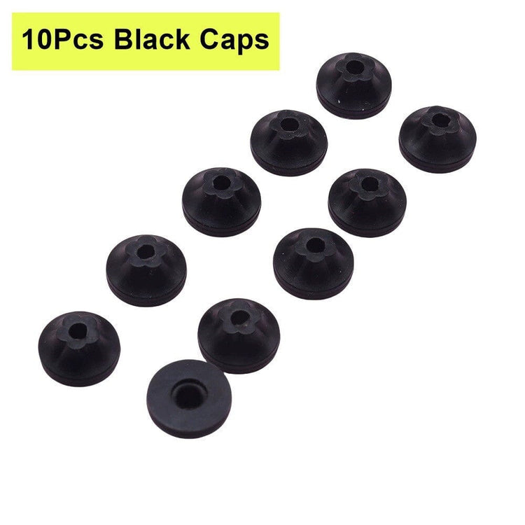 10-piece black nail drill bit dust protector caps for e-file bits, helping reduce dust entry and protect manicure drill handpieces