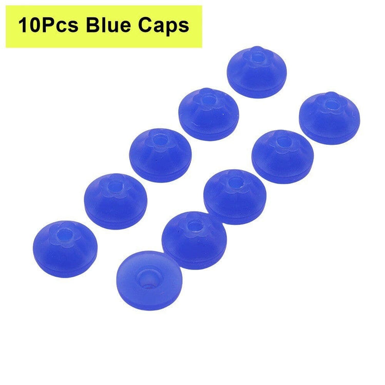 10-piece blue nail drill bit dust protector caps for e-file bits, helping reduce dust entry and protect manicure drill handpieces
