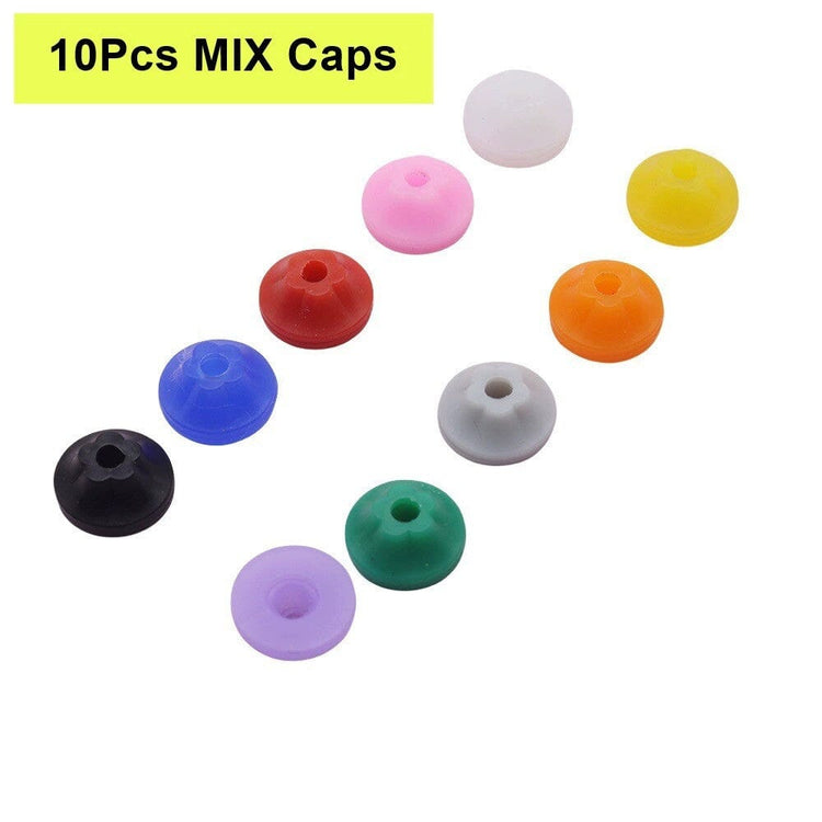 10-piece mixed colour nail drill bit dust protector caps for e-file bits, helping reduce dust entry and protect manicure drill handpieces