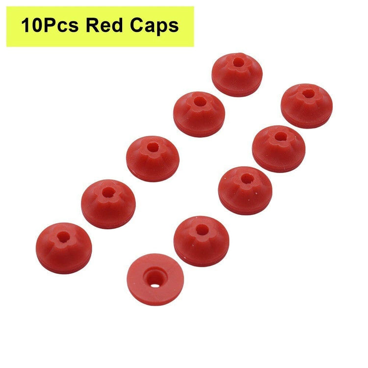 10-piece red nail drill bit dust protector caps for e-file bits, helping reduce dust entry and protect manicure drill handpieces