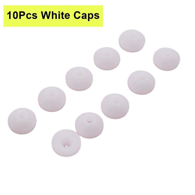 10-piece white nail drill bit dust protector caps for e-file bits, helping reduce dust entry and protect manicure drill handpieces