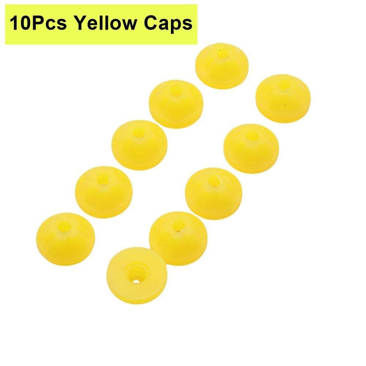 10-piece yellow nail drill bit dust protector caps for e-file bits, helping reduce dust entry and protect manicure drill handpieces