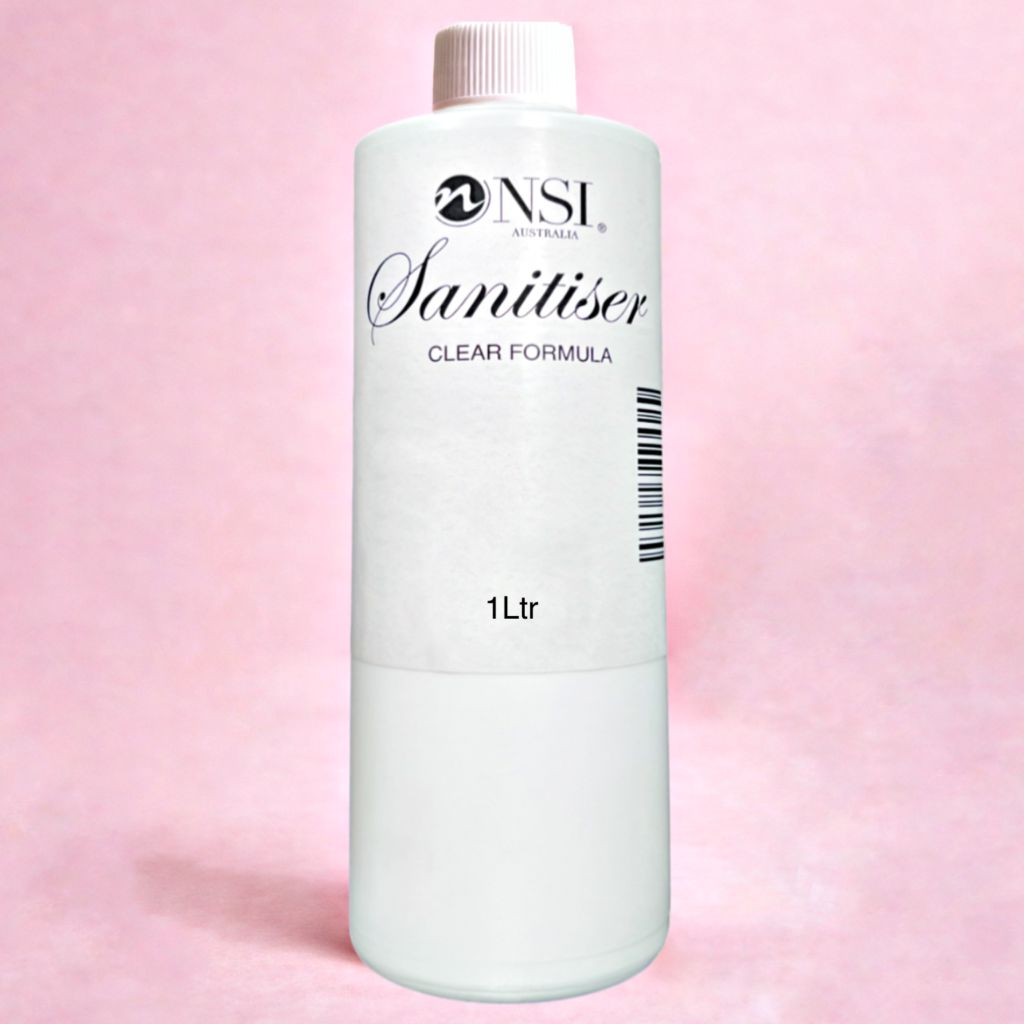 NSI Australia Sanitiser clear formula 1L bottle for nail prep and salon hygiene