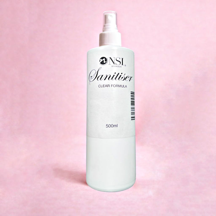 NSI Australia Sanitiser clear formula 500ml spray bottle for nail salon hygiene