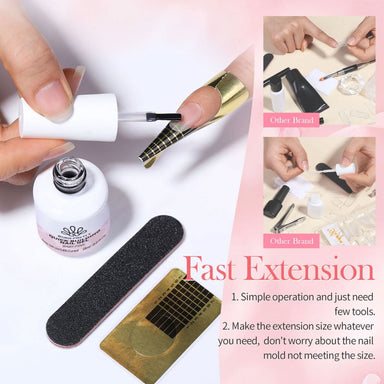 Born Pretty Baby Pink Quick Builder Gel 15ml for fast nail extensions with nail form and file