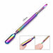 Rainbow cuticle pusher and scraper nail tool, 136mm dual-ended design
