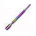 Rainbow cuticle pusher and scraper nail tool with textured grip handle