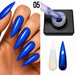 Nail Success Australia Rainbow Shimmer Top Coat 05 shown with bright blue chrome nails, bottle brush and white and black swatches