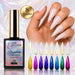 Nail Success Australia Rainbow Shimmer Top Coat 8 shade pack with bottle, colour swatches and white nail shimmer effect