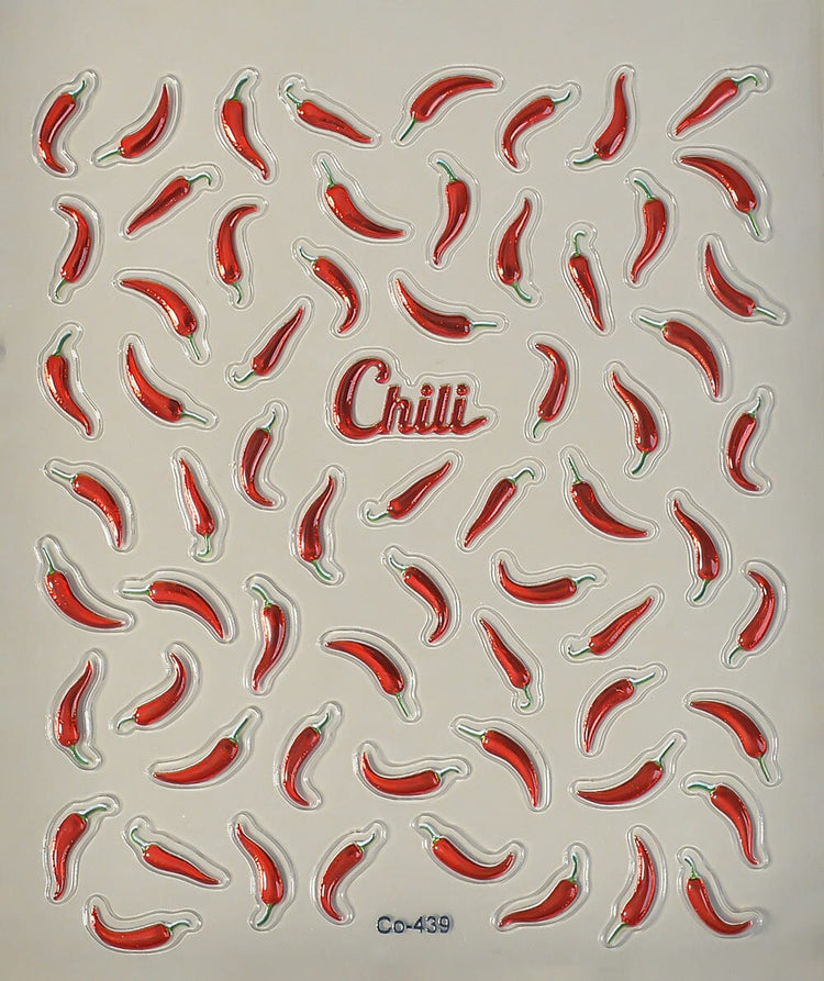 Red Chili Embossed Nail Art Sticker
