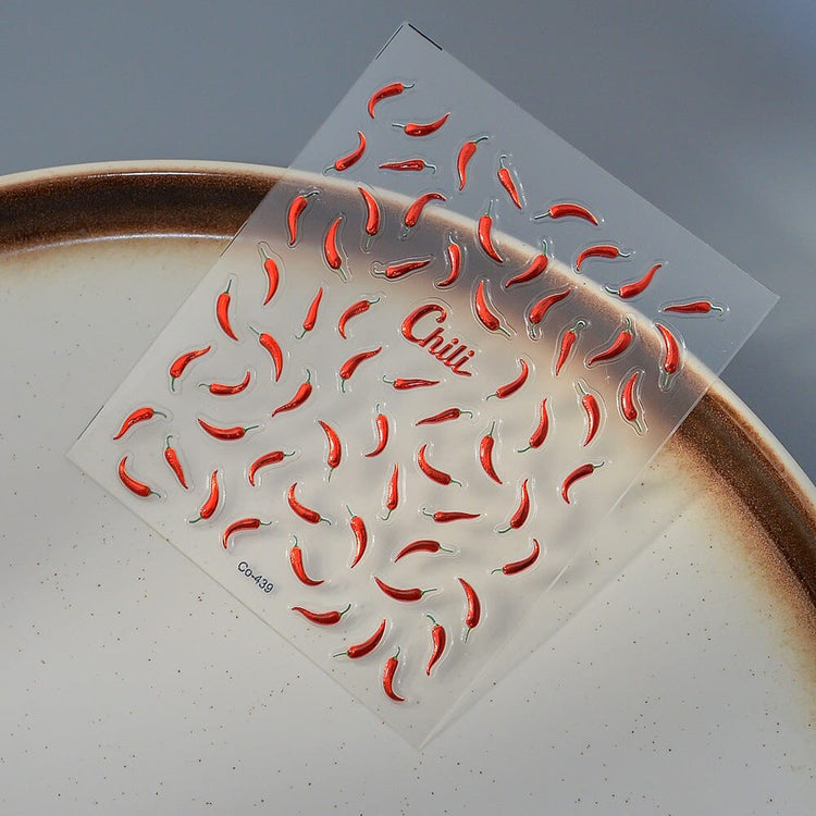 Red Chili Embossed Nail Art Sticker