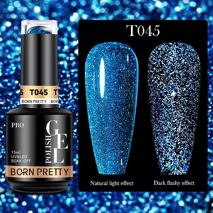 LED soak-off gel showing natural and dark light effects.