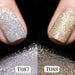 Born Pretty Reflective Glitter Gel Polish duo pack T087 silver and T088 gold with glitter nail swatches, NSI Australia